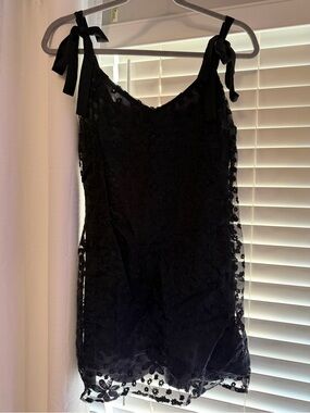 Miami for Francesca’s Black Floral Lace Tie-Shoulder Mini Dress Black - S